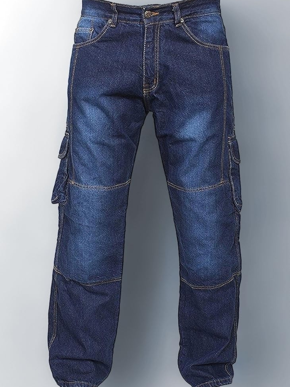 Men's Denim Blue Motorcycle Armour Cargo Pants